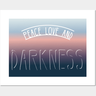 Peace Love and Darkness - Boho Goth - Bohemian Goth, Dark Hippie, Gothic - sky blue, pink, navy blue Posters and Art